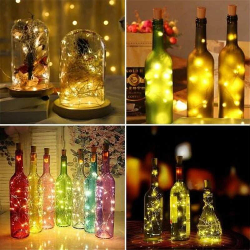 guirlande lumineuse LED en forme de bouchon pour bouteille décoration de mariage et de Noël en intérieur comme en extérieur (Féora)