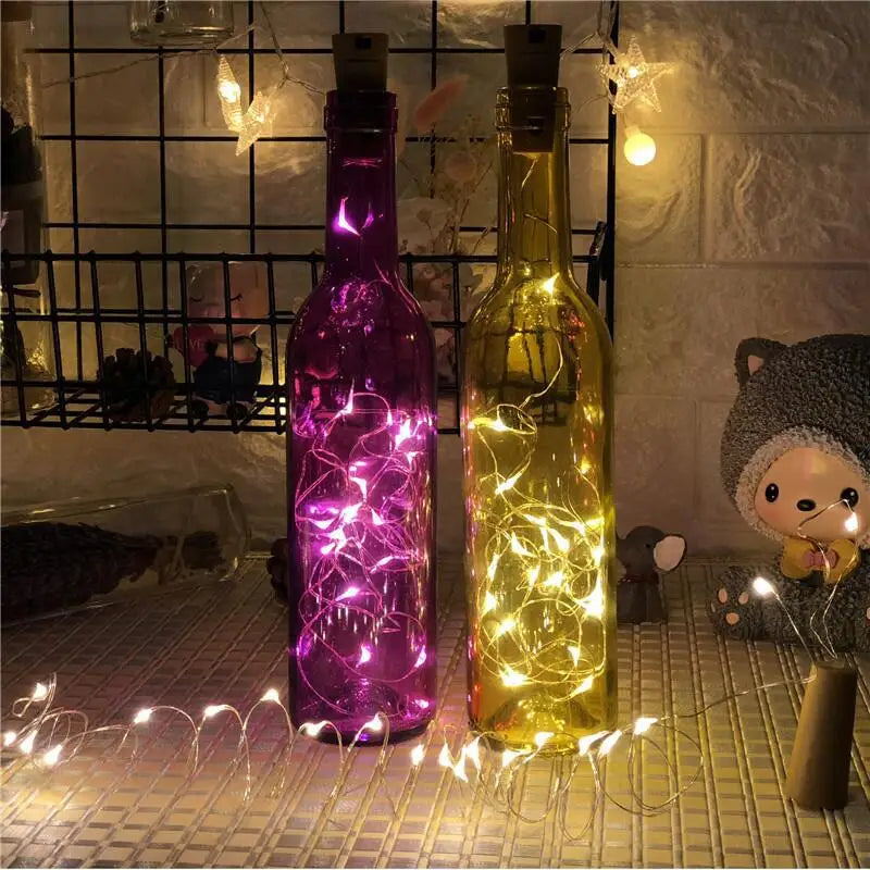 guirlande lumineuse LED en forme de bouchon pour bouteille décoration de mariage et de Noël en intérieur comme en extérieur (Féora)